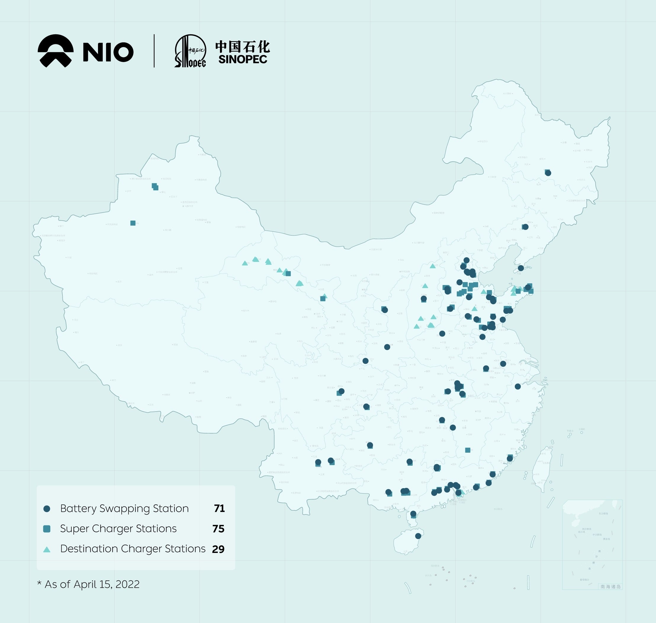 NIO Power Partnership with Sinotec Map Locations